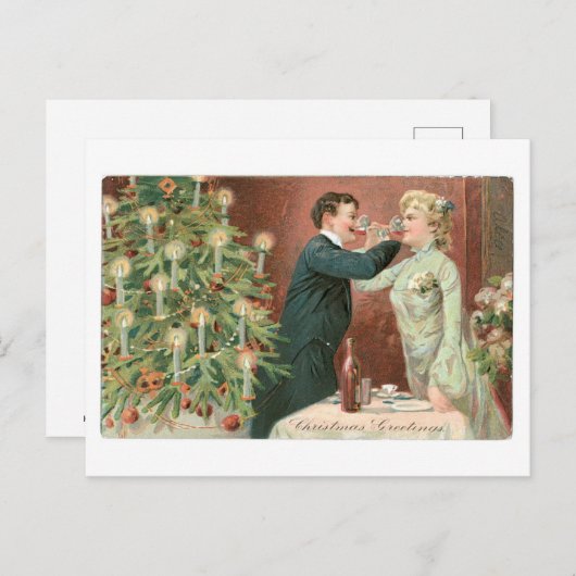 Oude kerst feestdagenkaart (Voorkant / Achterkant)