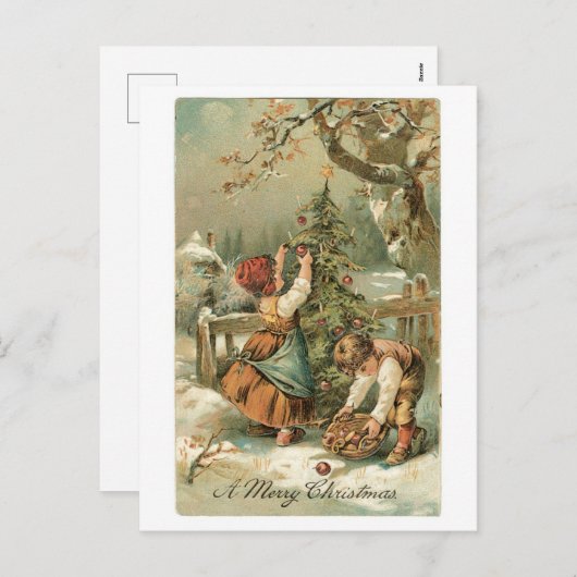 Oude kerst feestdagenkaart (Voorkant / Achterkant)