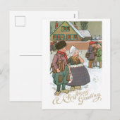 Oude kerst feestdagenkaart (Voorkant / Achterkant)