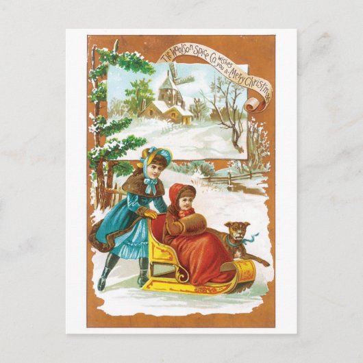 Oude kerst, gesmeed feestdagenkaart (Voorkant)