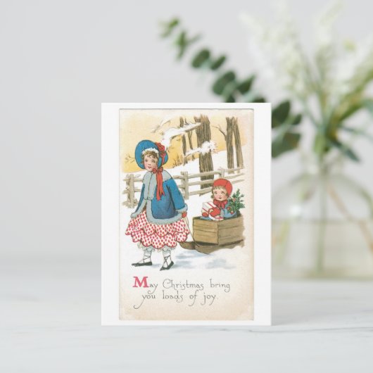 Oude kerst, gesmeed feestdagenkaart (Staand voorkant)