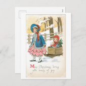 Oude kerst, gesmeed feestdagenkaart (Voorkant / Achterkant)