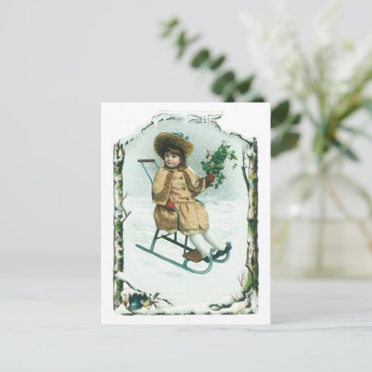 Oude kerst, gezaagd feestdagenkaart (Staand voorkant)