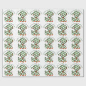 Oude Kerst Gingham Hond Knuffeldier Cadeaupapier (Vlak)