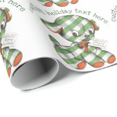 Oude Kerst Gingham Hond Knuffeldier Cadeaupapier (Rol Hoek)
