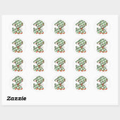 Oude Kerst Gingham Hond Knuffeldier Ronde Sticker (Vel)
