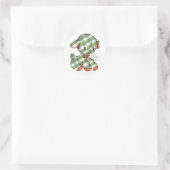 Oude Kerst Gingham Hond Knuffeldier Ronde Sticker (Tas)