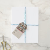 Oude Kerst Glitterend Winterdorp  Cadeaulabel (Met Touw)