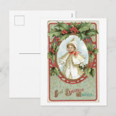 Oude kerst, Holly Feestdagenkaart (Voorkant / Achterkant)