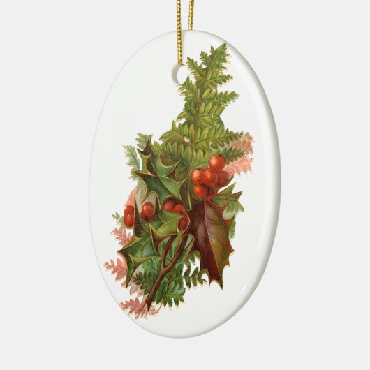 Oude kerst, Holly Keramisch Ornament (Links)