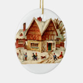Oude kerst, huis keramisch ornament (Rechts)