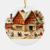 Oude kerst, huis keramisch ornament (Voorkant)