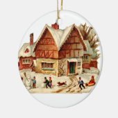 Oude kerst, huis keramisch ornament (Links)