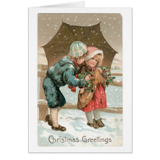 Oude kerst, jongen en meisje