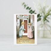 Oude kerst, jongen en meisje feestdagenkaart (Staand voorkant)