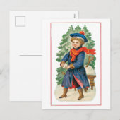 Oude kerst, jongen feestdagenkaart (Voorkant / Achterkant)