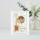 Oude kerst, kaars feestdagenkaart (Staand voorkant)