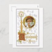 Oude kerst, kaars feestdagenkaart (Voorkant / Achterkant)