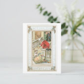 Oude kerst, Kerstman en hond Feestdagenkaart (Staand voorkant)