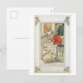 Oude kerst, Kerstman en hond Feestdagenkaart (Voorkant / Achterkant)