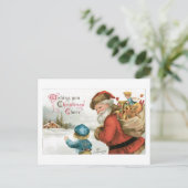 Oude kerst, kerstman met jongen feestdagenkaart (Staand voorkant)