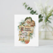 Oude kerst, kerstman met meisje feestdagenkaart (Staand voorkant)