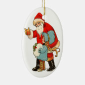 Oude kerst, kerstman met meisje keramisch ornament (Rechts)