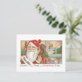 Oude kerst, Kerstman met Tonttu Feestdagenkaart (Staand voorkant)