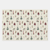 Oude Kerst Kinderen & Speelgoed Rood Groen Wit Inpakpapier Vel (Voorkant 3)