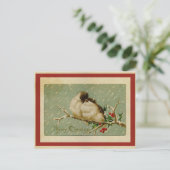 Oude Kerst Liefdesvogels Briefkaart (Staand voorkant)