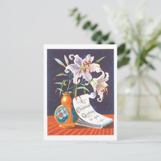 Oude kerst, Lily Feestdagenkaart (Staand voorkant)