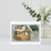 Oude kerst, meisje droomt feestdagenkaart (Staand voorkant)