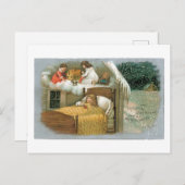 Oude kerst, meisje droomt feestdagenkaart (Voorkant / Achterkant)