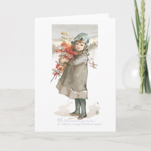 Oude kerst, meisje feestdagen kaart (Voorkant)