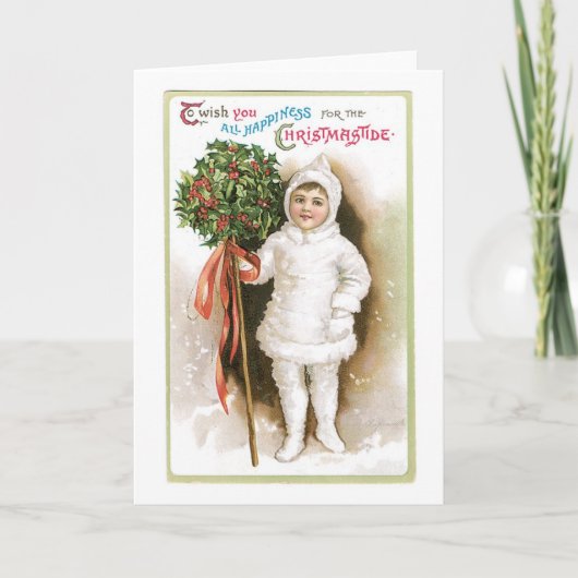 Oude kerst, meisje feestdagen kaart (Voorkant)