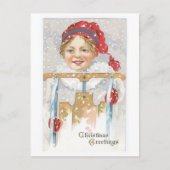 Oude kerst, meisje feestdagenkaart (Voorkant)