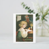 Oude kerst, meisje feestdagenkaart (Staand voorkant)