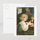 Oude kerst, meisje feestdagenkaart (Voorkant / Achterkant)