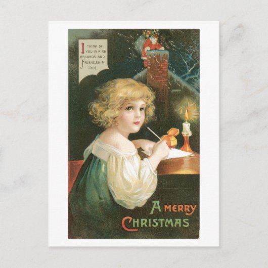 Oude kerst, meisje feestdagenkaart (Voorkant)
