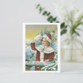 Oude kerst, meisje feestdagenkaart (Staand voorkant)