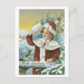 Oude kerst, meisje feestdagenkaart (Voorkant)