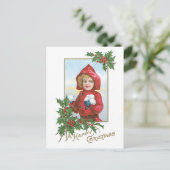 Oude kerst, meisje feestdagenkaart (Staand voorkant)