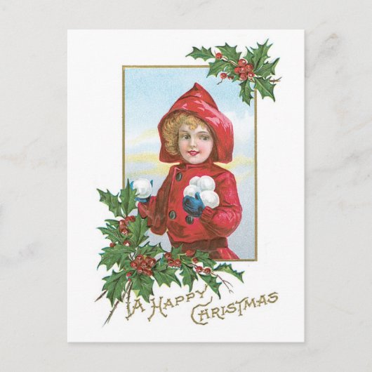 Oude kerst, meisje feestdagenkaart (Voorkant)
