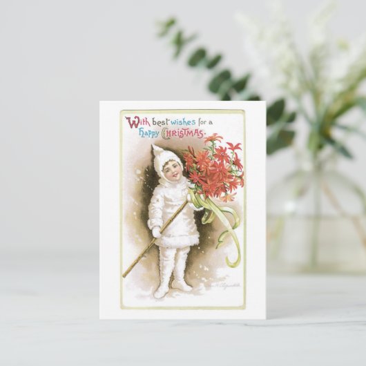 Oude kerst, meisje feestdagenkaart (Staand voorkant)