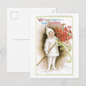 Oude kerst, meisje feestdagenkaart (Voorkant / Achterkant)