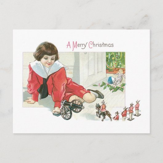 Oude kerst, meisje feestdagenkaart (Voorkant)