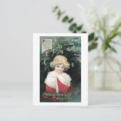 Oude kerst, meisje feestdagenkaart (Staand voorkant)