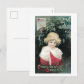 Oude kerst, meisje feestdagenkaart (Voorkant / Achterkant)
