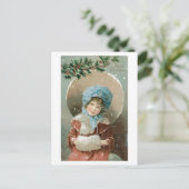 Oude kerst, meisje feestdagenkaart (Staand voorkant)