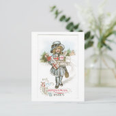 Oude kerst, meisje feestdagenkaart (Staand voorkant)